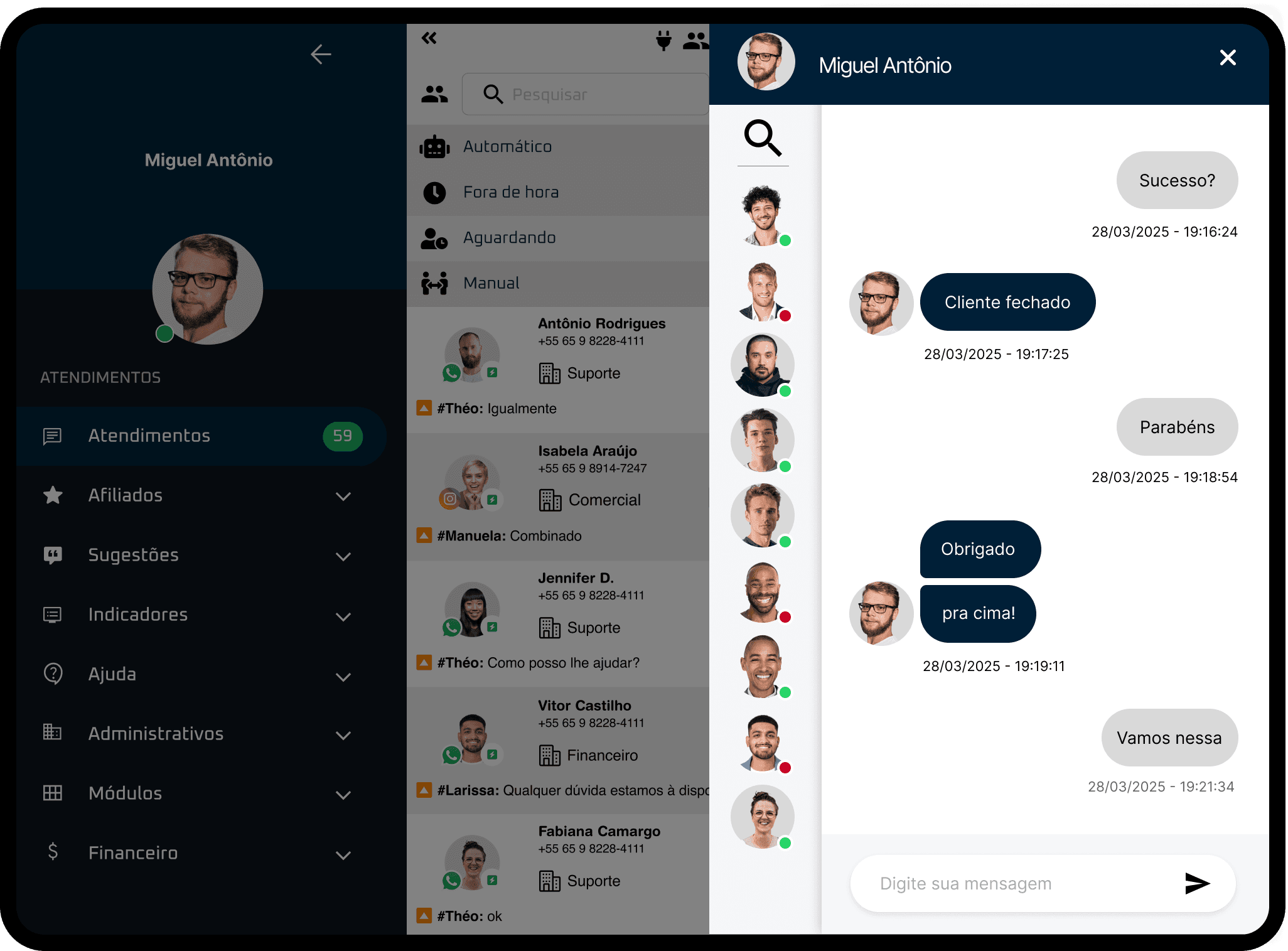 Plataforma de multiatendimento da Focus Chat